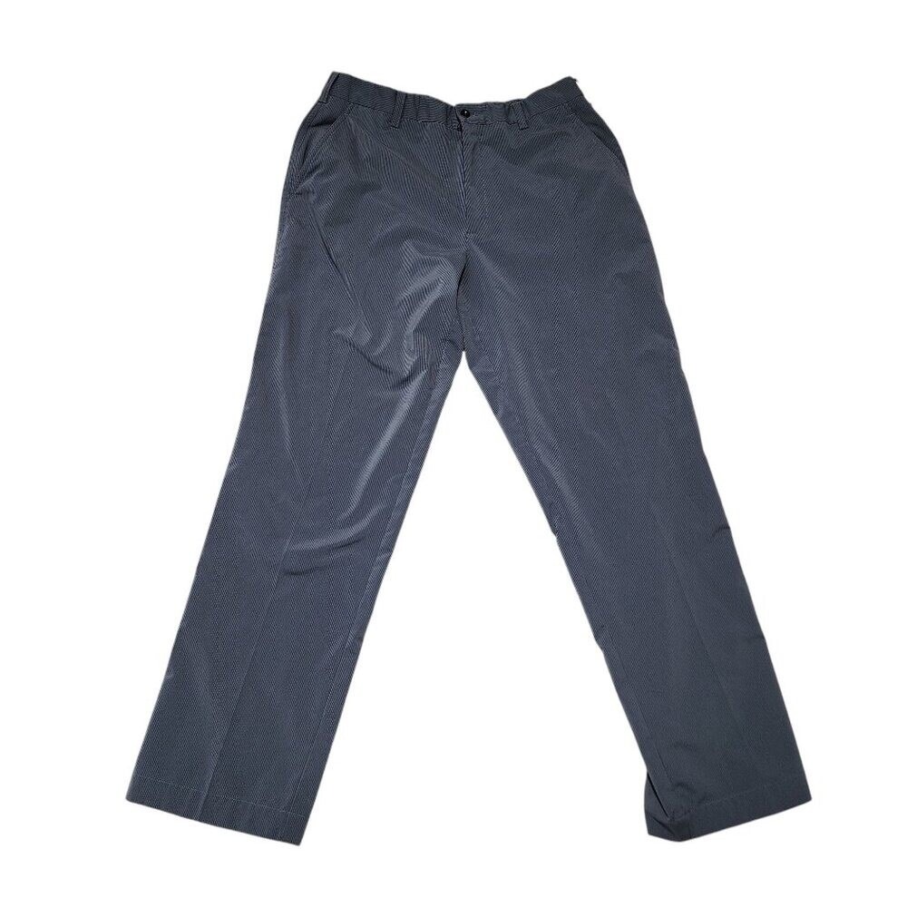 Nike‎ Golf Pants Mens 34x32 Grey Pinstripe Fit Dry Performance Flat Front